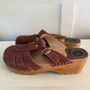 Troentorp Swedish Mary Jane Cognac Clog Sandals Brand New size 40